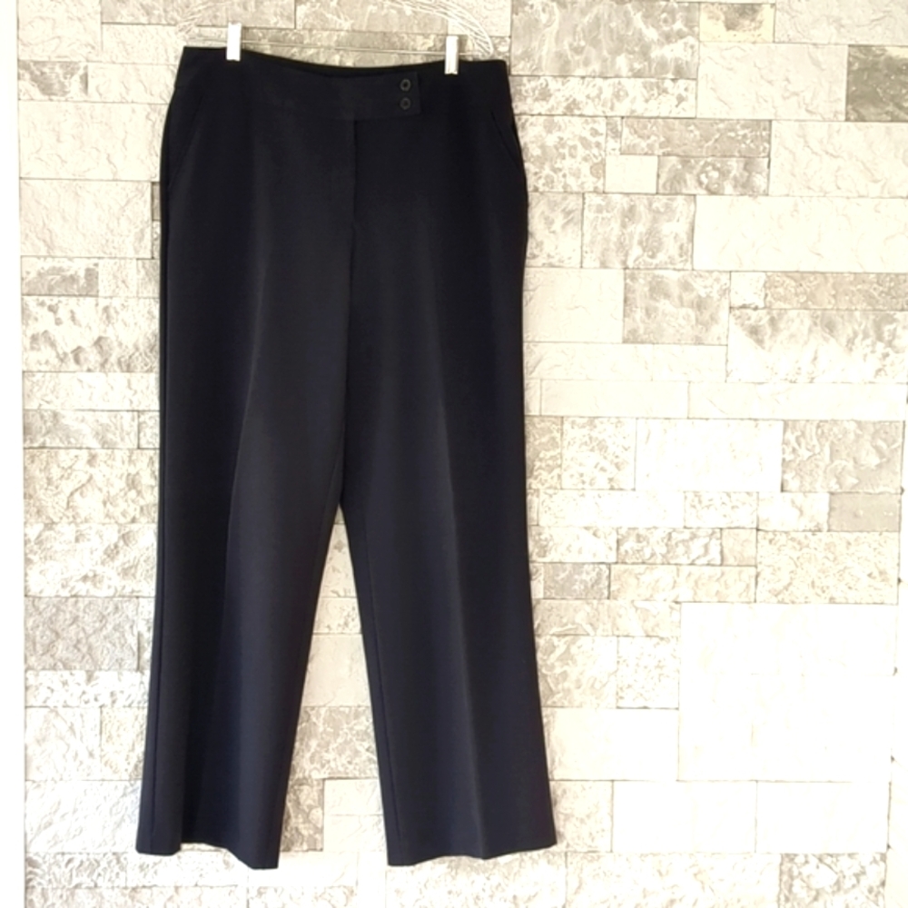 Ninety Dress Pants Trousers Y2K Zip Front, Pockets, Wide Legs Navy Blue Nautical - Picture 3 of 9